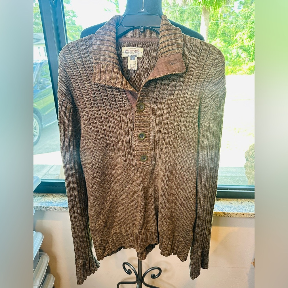 American Rag Mens Brown 100% Cotton Knit Sweater Minimalist Size Large